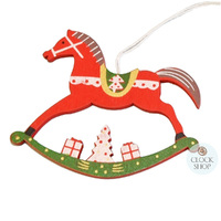7cm Red & Green Rocking Horse Hanging Decoration image