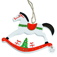 11cm White Rocking Horse Hanging Decoration image