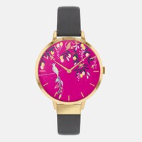 Gold Orchard with Peacock Dial Leather Band By SARA MILLER image