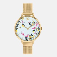 Gold Orchard Dial Mesh Band By SARA MILLER image