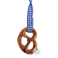 5.5cm Pretzel Hanging Decoration (Blue Ribbon) image