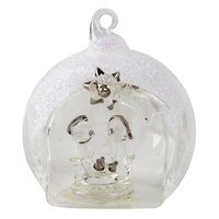 9cm Glass Bauble Nativity Scene Hanging Decoration image
