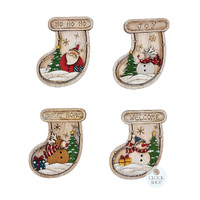 8.5cm Wooden Stocking Fridge Magnet- Assorted Designs image