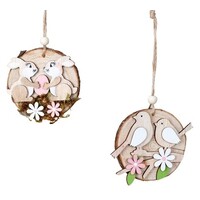 7.5cm Wooden Hanging Decoration- Rabbit Or Bird image