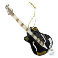  14cm Glass Black Guitar Hanging Decoration image