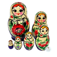 Kirov Russian Dolls- White Scarf & Purple Dress 12cm (Set Of 6) image