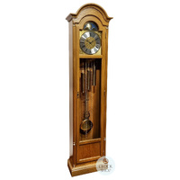 195cm Oak Grandfather Clock With Westminster Chime & Brass Accents By HERMLE image