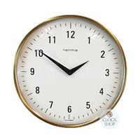 30cm Brass & White Modern Wall Clock By HERMLE image