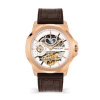 Rose Gold Skeleton Automatic Watch With Brown Leather Band  By KENNETH COLE image