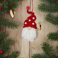 11cm Gnome With Red Star Hat Hanging Decoration image