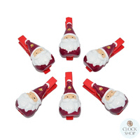 4.5cm Wooden Santa Clips (Set Of 6) image
