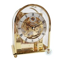 20cm Polished Brass Mechanical Skeleton Table Clock With Triple Chime By KIENINGER image