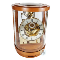 39cm Cherry Mechanical Skeleton Table Clock With Triple Chime By KIENINGER image