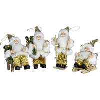 18cm Gold & White Santa Hanging Decoration- Assorted Designs