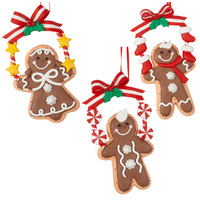 14cm Gingerbread Biscuit On Swing Hanging Decoration- Assorted Designs image