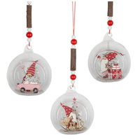 10cm Gnome Glass Bauble Hanging Decoration- Assorted Designs image
