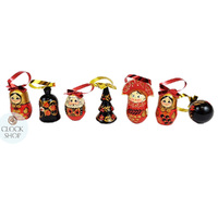 Russian Dolls Hanging Decoration- Red & Black 6cm (Set of 7) image