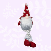 47cm Gnome Shelf Sitter with Stripey Legs & Red Spotty Hat