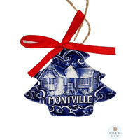 7cm Clock Shop Montville Blue Tree Hanging Decoration image