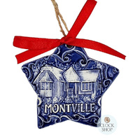7cm Clock Shop Montville Blue Star Hanging Decoration