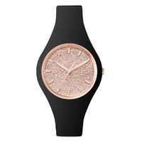 Glitter Collection Rose Gold Watch with Black Strap BY ICE image