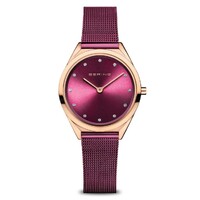 31mm Ultra Slim Collection Womens Watch With Purple Dial & Milanese Strap & Rose Gold Case By BERING image