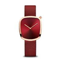Pebble Collection Red Unisex Watch With Milanese Strap By BERING image