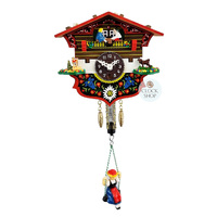 Swiss House Mechanical Chalet Clock With Seesaw & Swinging Girl Doll 13cm By TRENKLE image
