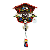 Swiss House Mechanical Chalet Clock With Seesaw & Swinging Girl Doll 13cm By TRENKLE image