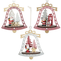 12cm Santa in Bell Hanging Decoration- Assorted Designs