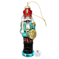 12cm Glass Blue Nutcracker Hanging Decoration