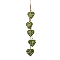 75cm Metal Hearts On Rope Hanging Decoration- Green image