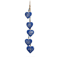 75cm Metal Hearts On Rope Hanging Decoration- Blue image