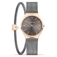 Gift Set- 31mm Classic Collection Rose Gold & Grey Womens Watch With Bracelet By BERING image