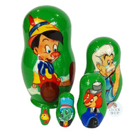 Pinocchio Russian Dolls- Green 11cm (Set Of 5) image