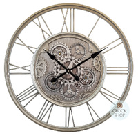 62cm Emington Silver Moving Gear Wall Clock By COUNTRYFIELD image