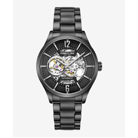 Black Automatic Skeleton Watch with Black Metal Band By KENNETH COLE image
