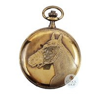 4.1cm Horse Gold Plated Pocket Watch By CLASSIQUE (Arabic) image