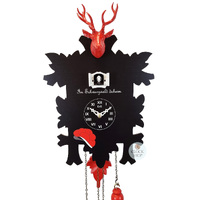 5 Leaf & Deer Battery Printed Cuckoo Clock With Black Forest Print 40cm By TRENKLE image