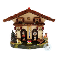 18.5cm Chalet Weather House With Beer Drinker & Dog By TRENKLE image