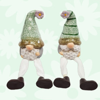 19cm Ceramic Gnome With Mint Green Flower Hat- Assorted Designs