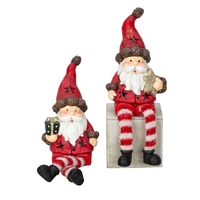 23cm Santa Shelf Sitter in Red & White- Assorted Designs