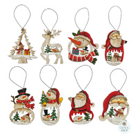 8cm Wooden Figurine Hanging Decoration- Assorted Designs