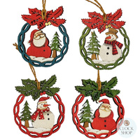 7.5cm Wooden Christmas Figurine Hanging Decoration- Assorted Designs