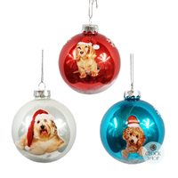 8cm Dog Glass Bauble Hanging Decoration- Assorted Designs