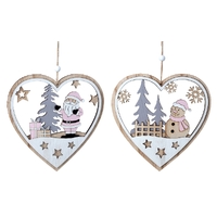 18.5cm Wooden Heart Shaped Hanging Decoration- Assorted Designs image