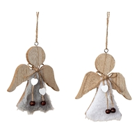 13cm Wooden Fluffy Angel Hanging Decoration- Assorted Designs image