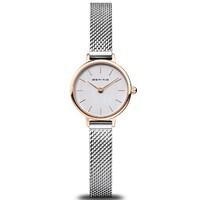 22mm Classic Collection Womens Watch With White Dial Silver Milanese Strap & Rose Gold Case By BERING image