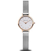 22mm Classic Collection Womens Watch With White Dial, Silver Milanese Strap & Rose Gold Case By BERING image