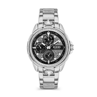 Arrondissement Silver Watch With Black Dial & Stainless Steel Bracelet by VERSACE  image